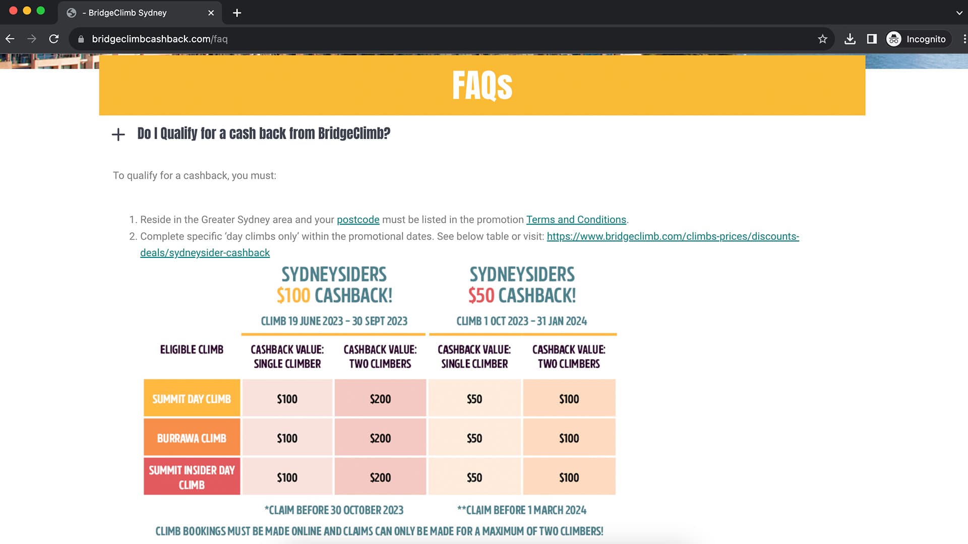 A screenshot showing the cashback amounts